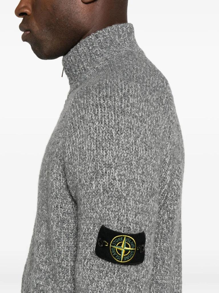logo-patch cardigan