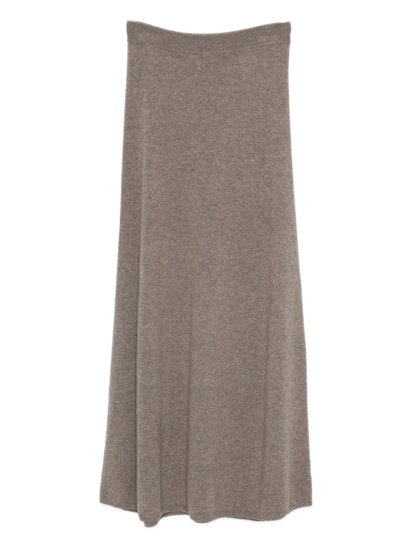 ribbed-trim cashmere skirt