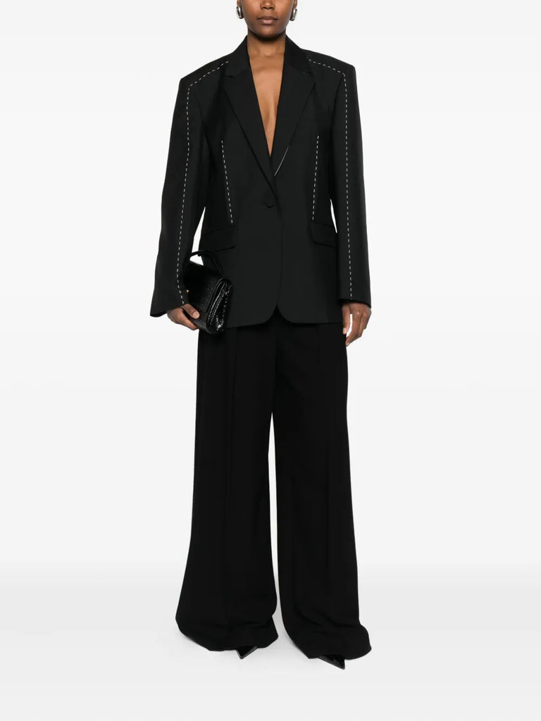 contrast-stitching blazer
