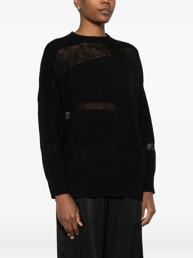 mesh-panel sweater