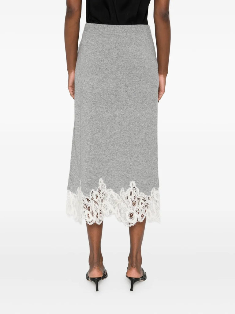 lace-trimmed pencil skirt