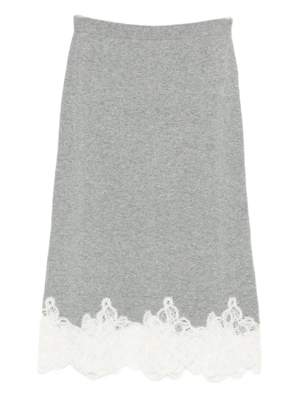 lace-trimmed pencil skirt