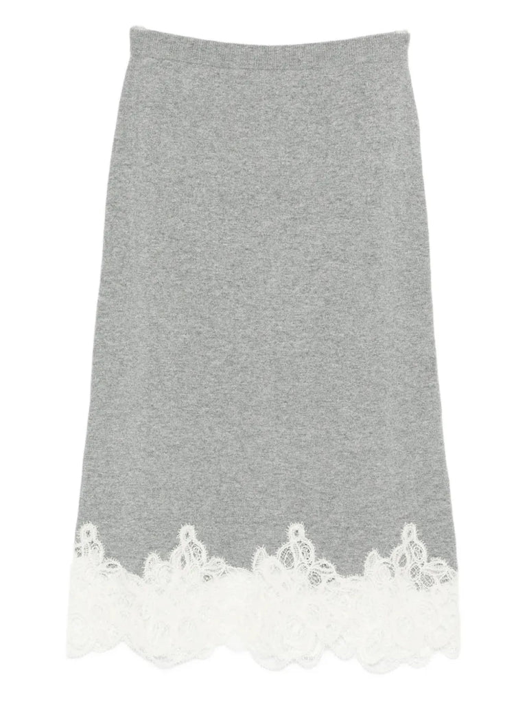 lace-trimmed pencil skirt