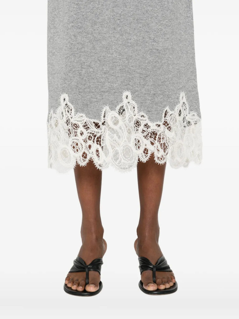 lace-trimmed pencil skirt
