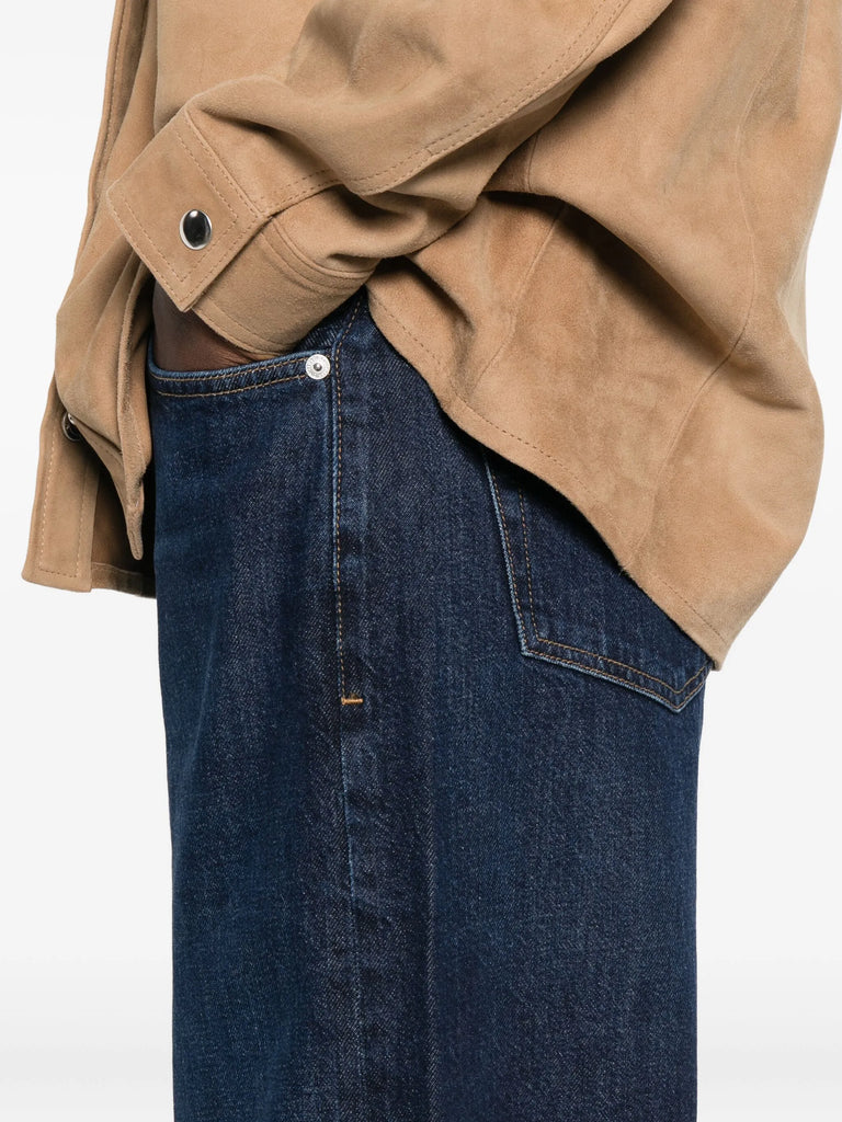 button-fastening wide-leg jeans