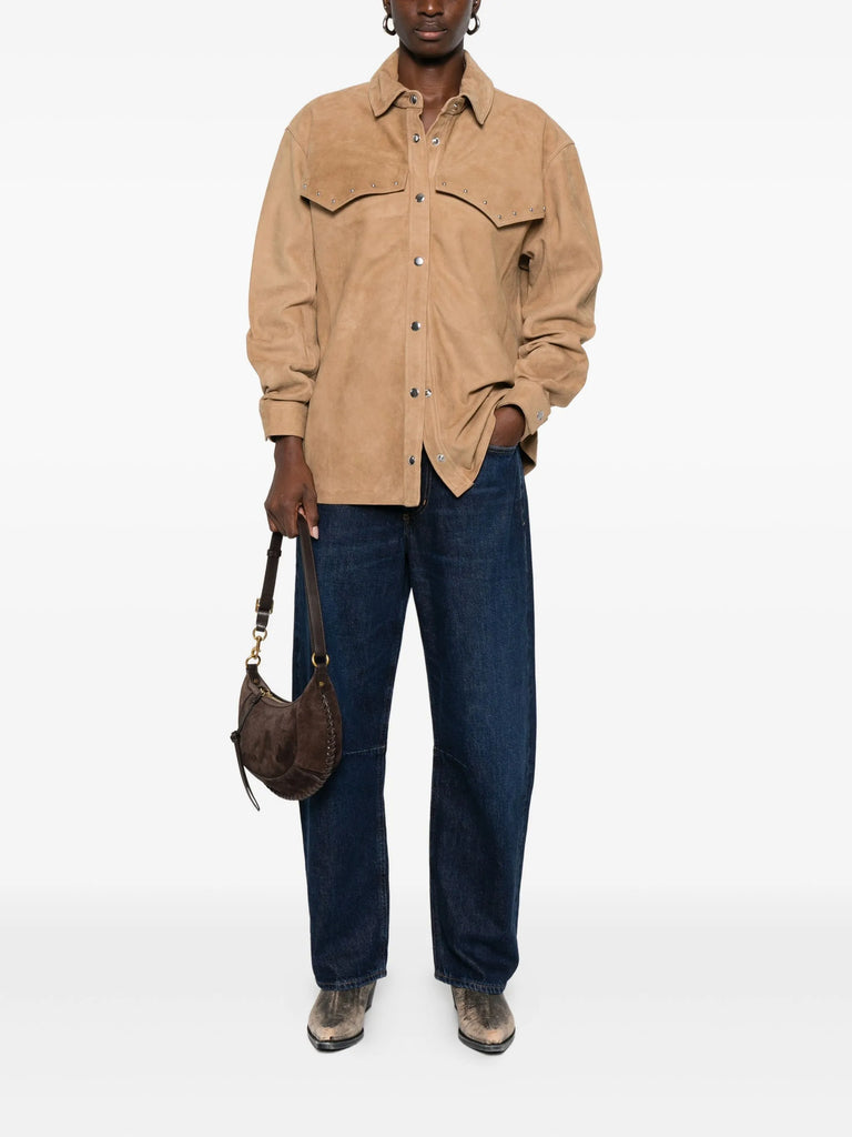 button-fastening wide-leg jeans