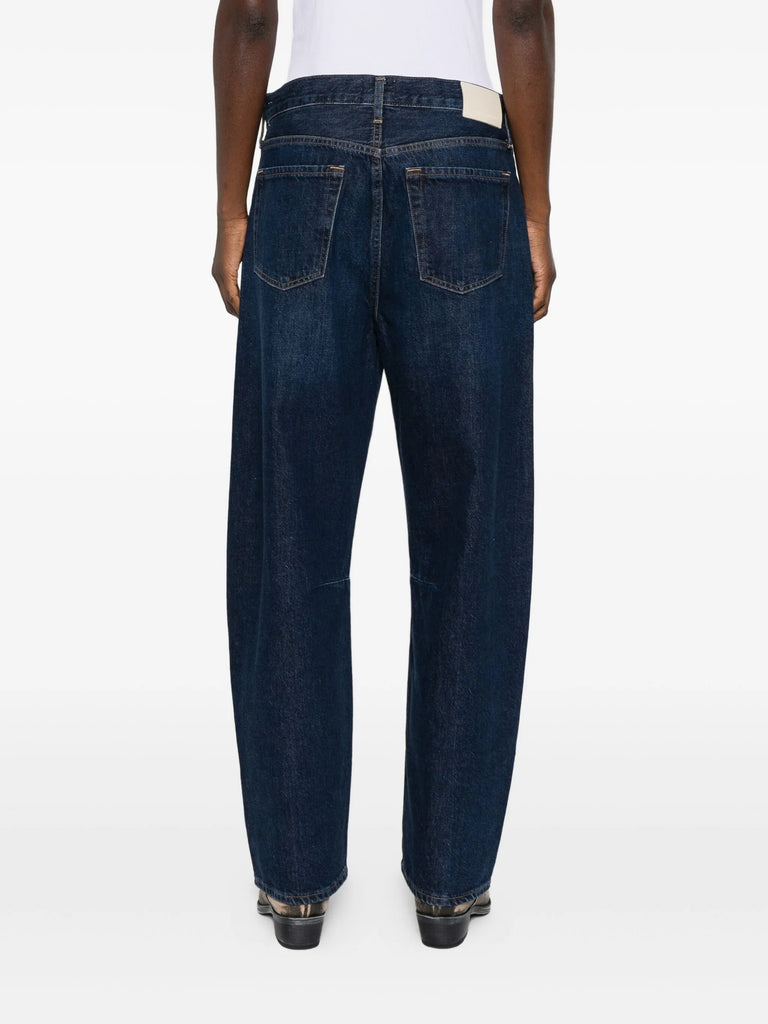 button-fastening wide-leg jeans