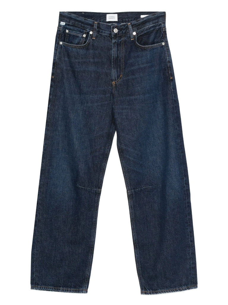 button-fastening wide-leg jeans