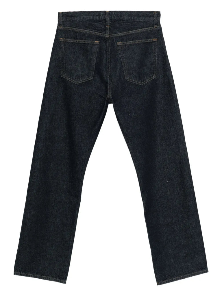 pocketed denim straight-leg jeans