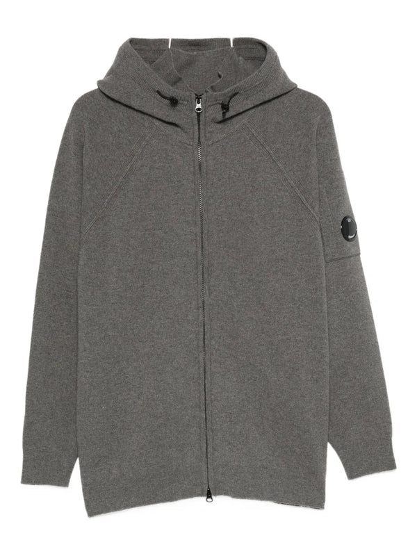 Lens-detail zip-up hoodie