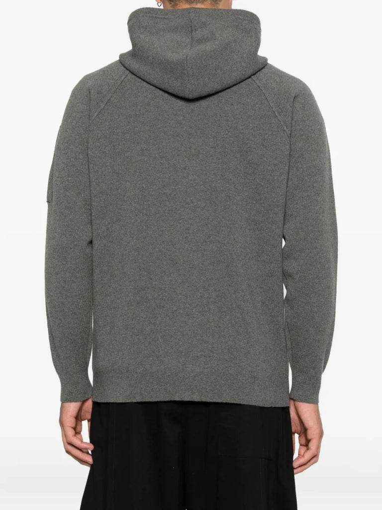 Lens-detail zip-up hoodie