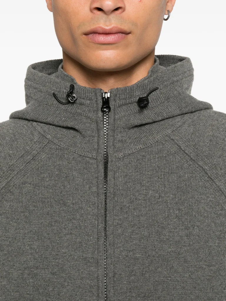 Lens-detail zip-up hoodie