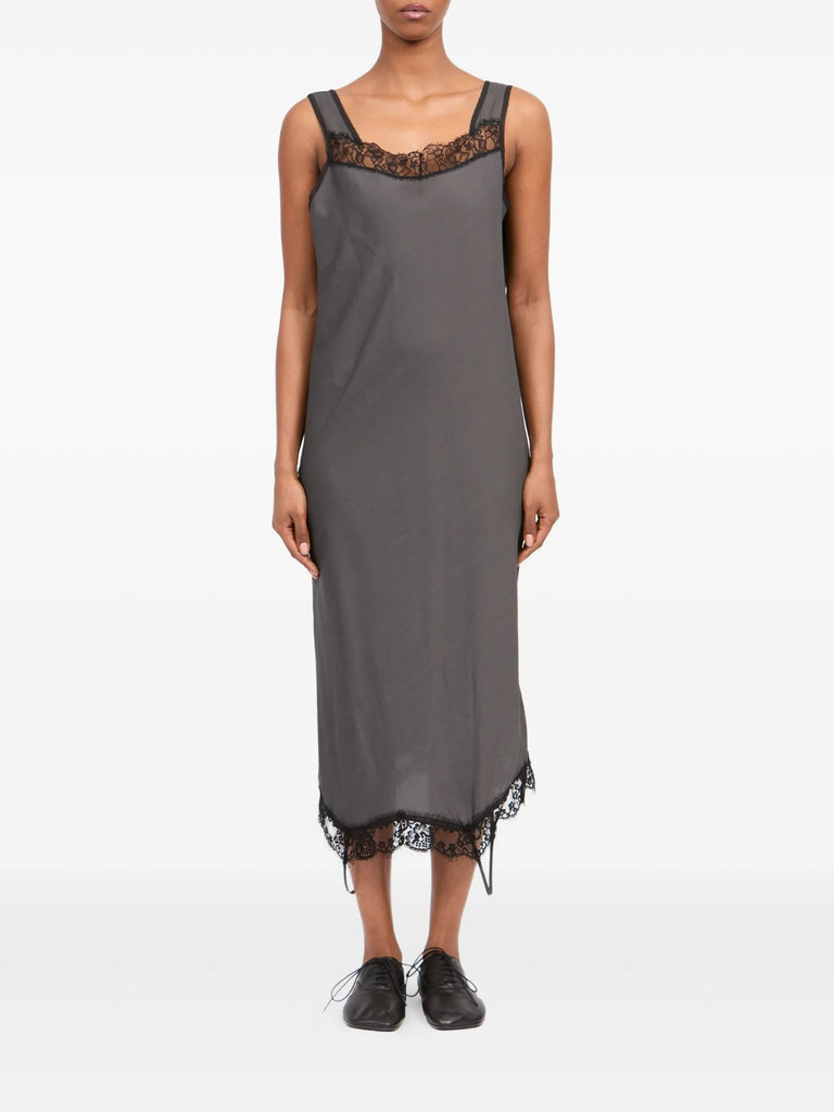 lace-trim midi dress