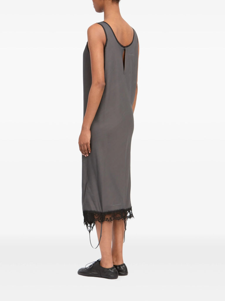 lace-trim midi dress