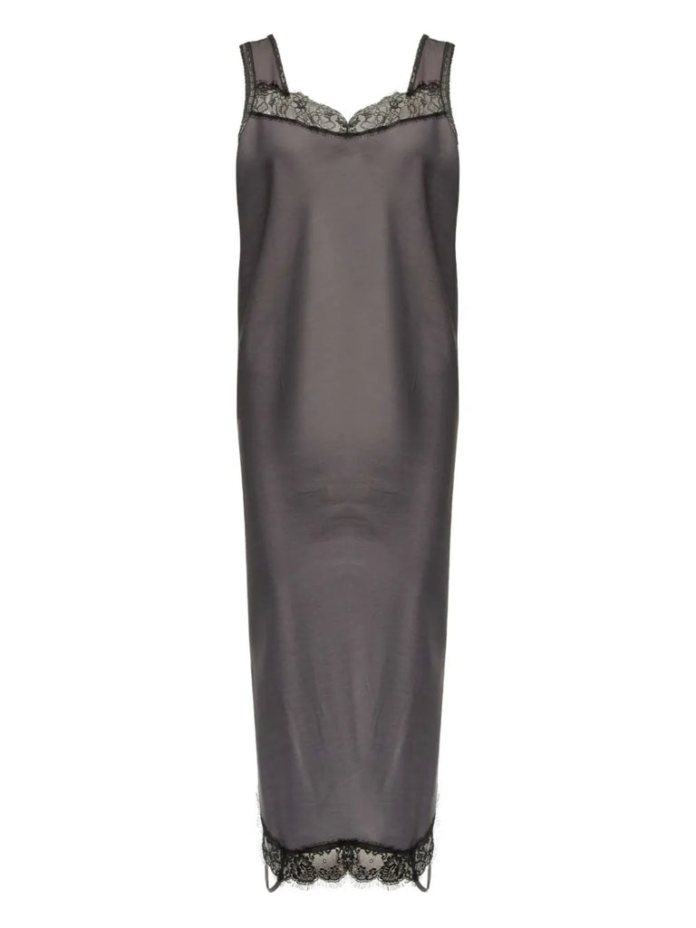 lace-trim midi dress
