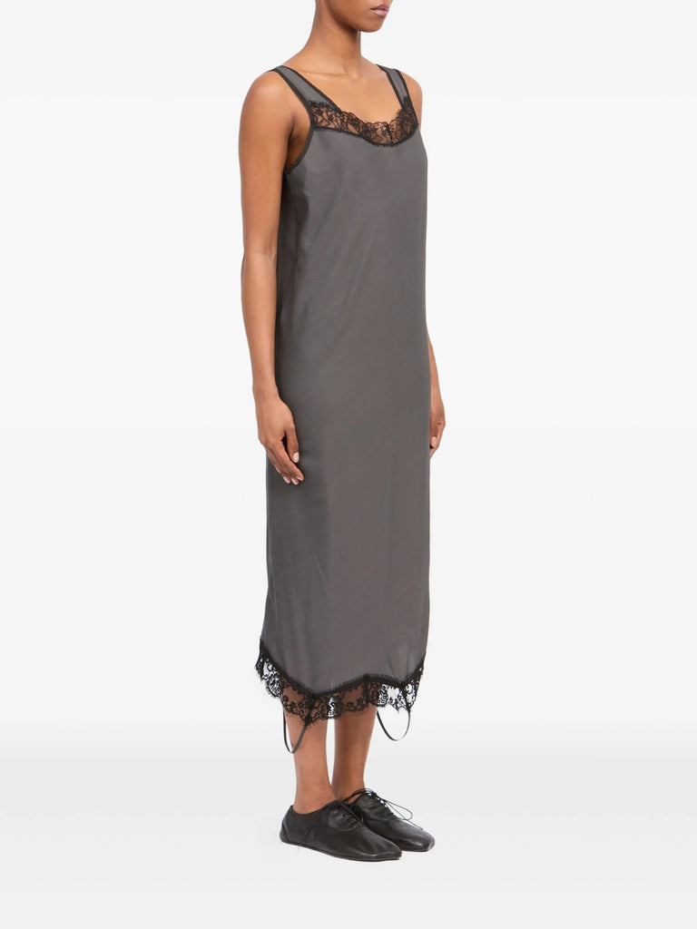 lace-trim midi dress