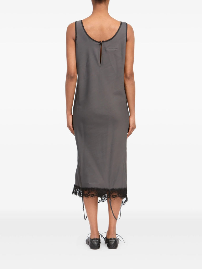 lace-trim midi dress
