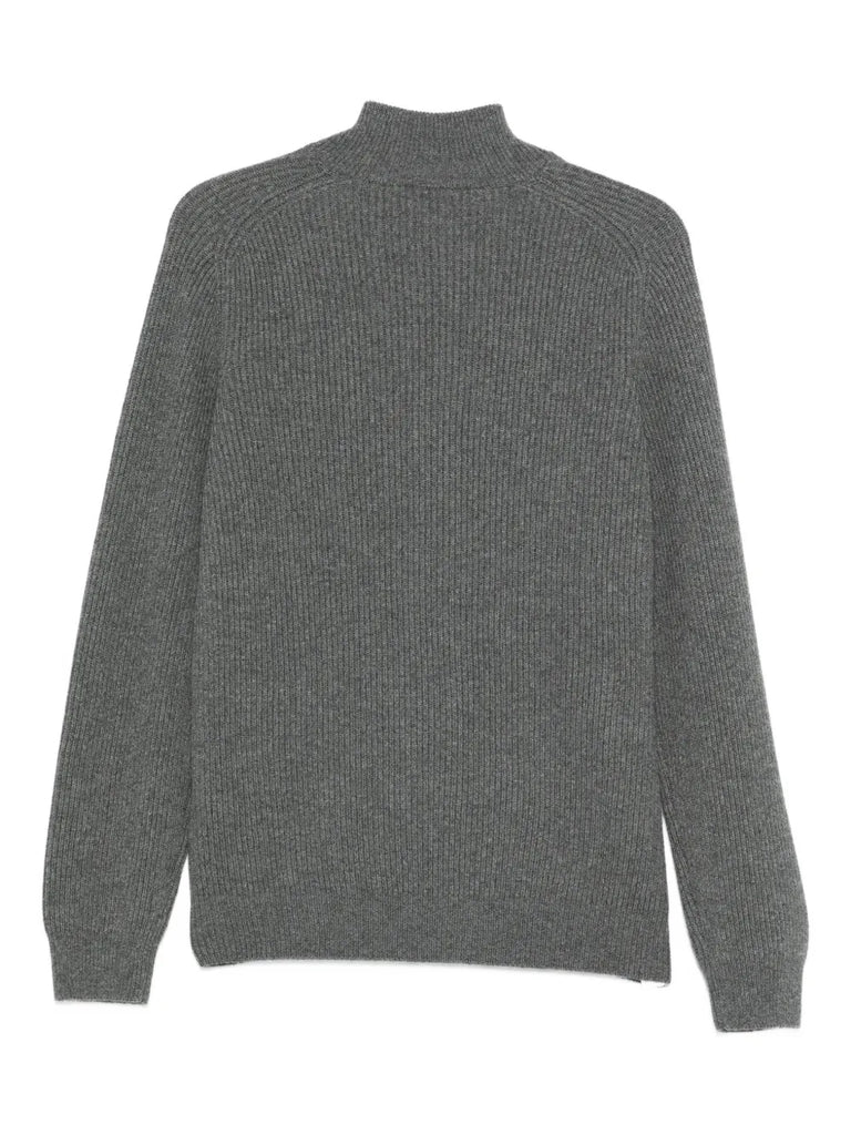 ribbed zip-up cardigan