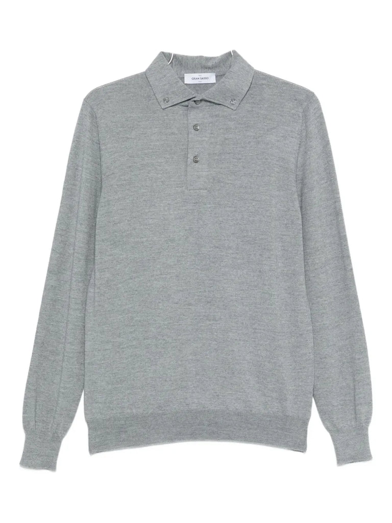 buttoned long-sleeve polo shirt