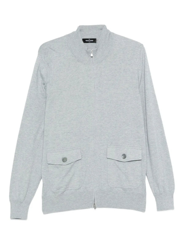 zip-up pocket cardigan