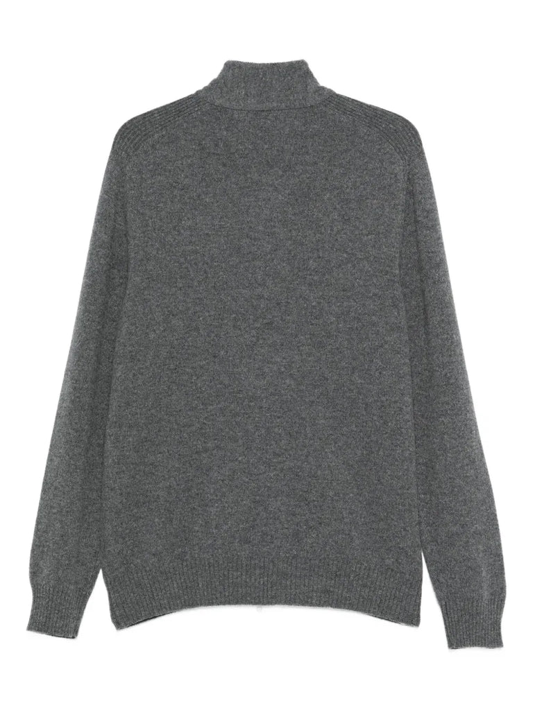 high-neck buttoned cardigan