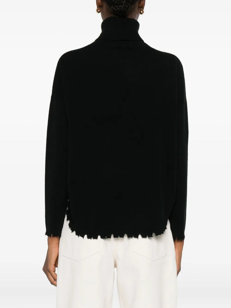 Mavis roll-neck frayed sweater