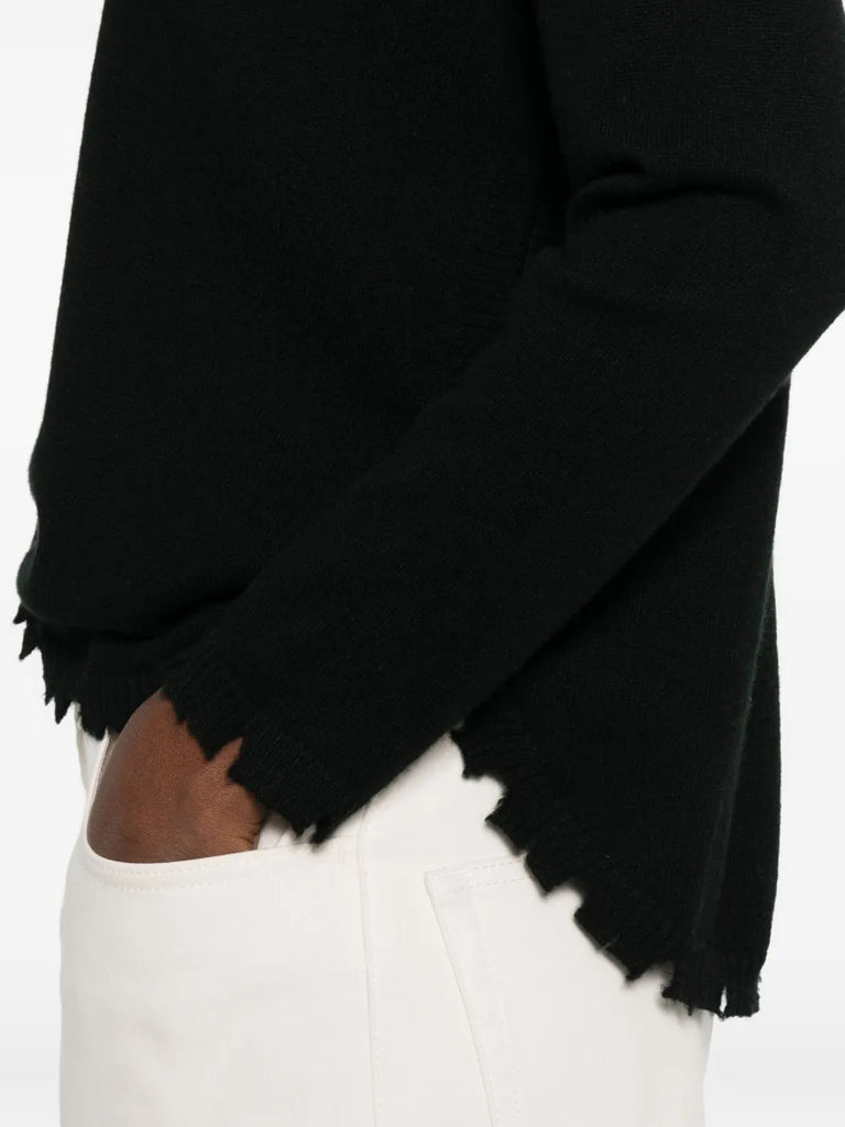 Mavis roll-neck frayed sweater
