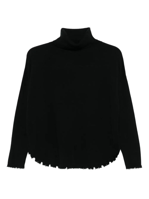 Mavis roll-neck frayed sweater
