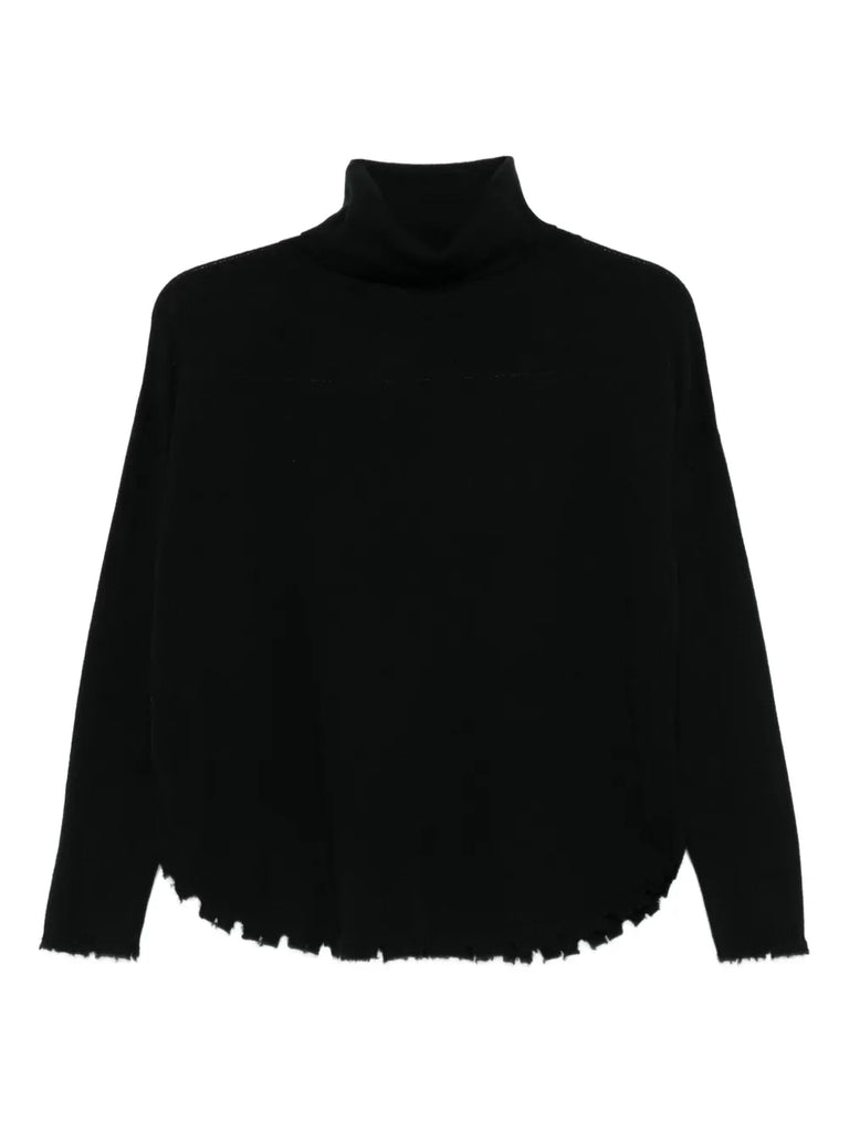 Mavis roll-neck frayed sweater