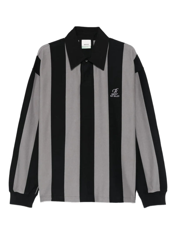 vertical-stripe polo shirt