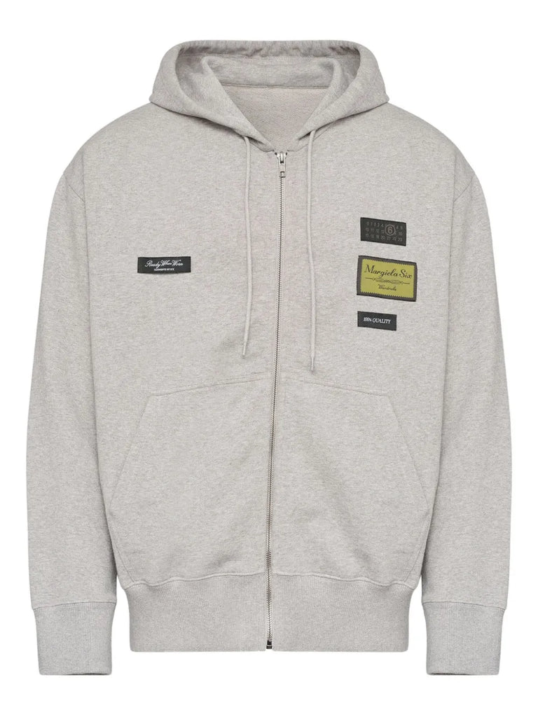 zip-up logo-appliqué hoodie
