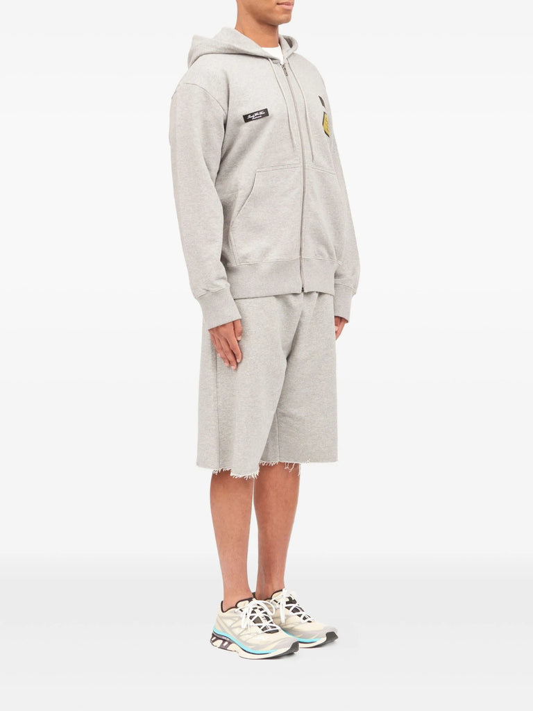 zip-up logo-appliqué hoodie