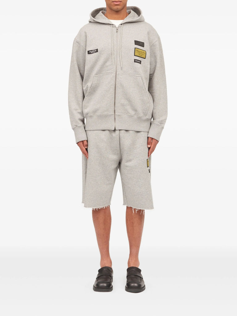 zip-up logo-appliqué hoodie