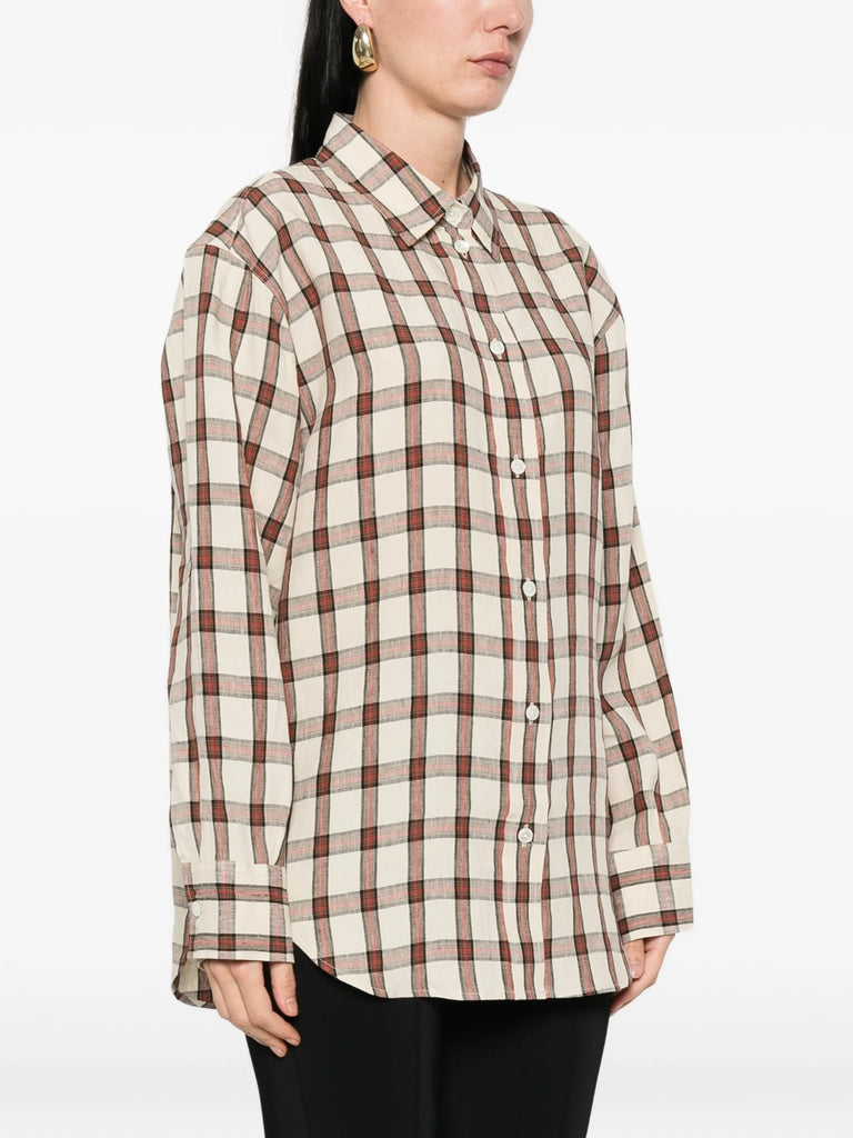 check-pattern oversized shirt