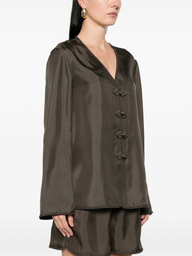 pankou-closure silk blouse