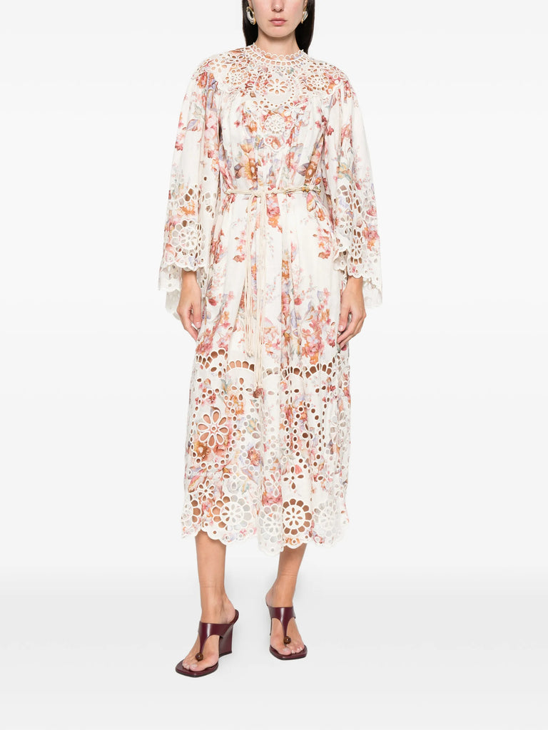 Awaken embroidered yoke midi dress