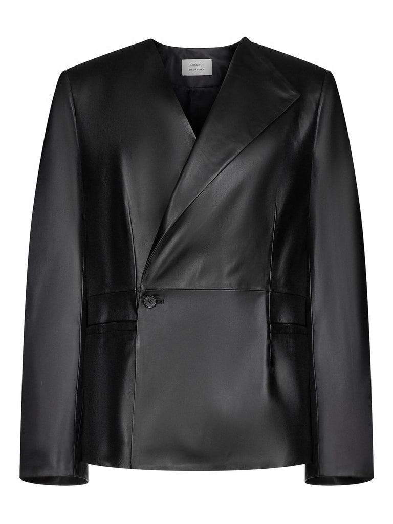 Paoli asymmetric lapel leather jacket