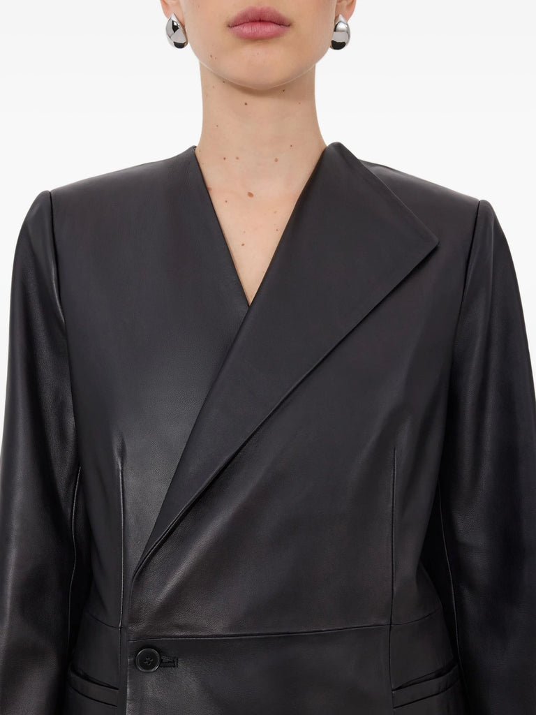 Paoli asymmetric lapel leather jacket