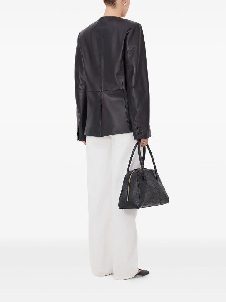 Paoli asymmetric lapel leather jacket