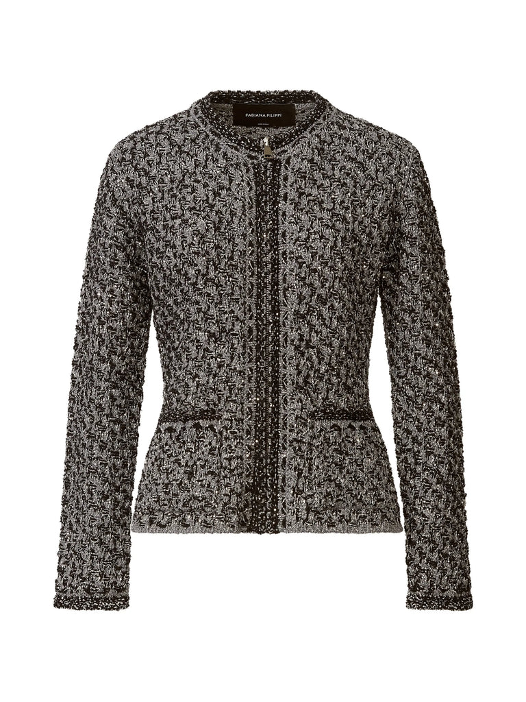 sequin-effect tweed jacket