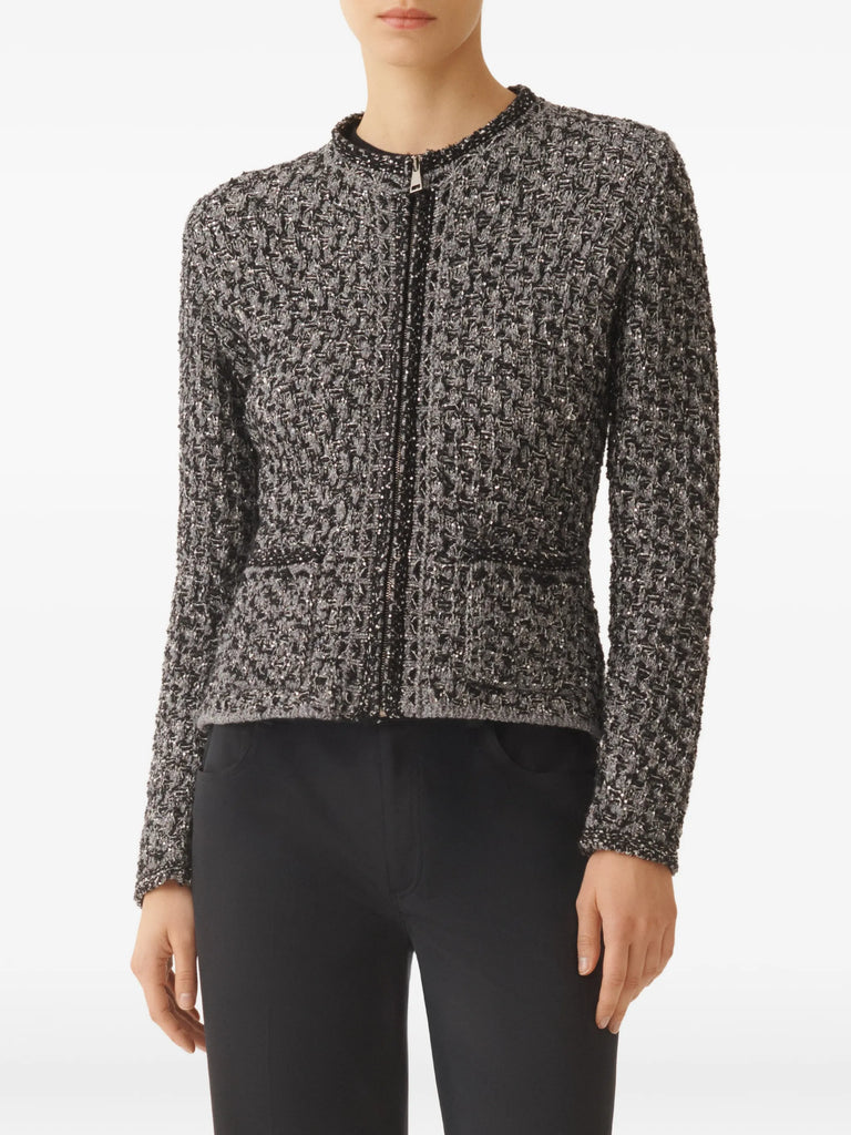 sequin-effect tweed jacket