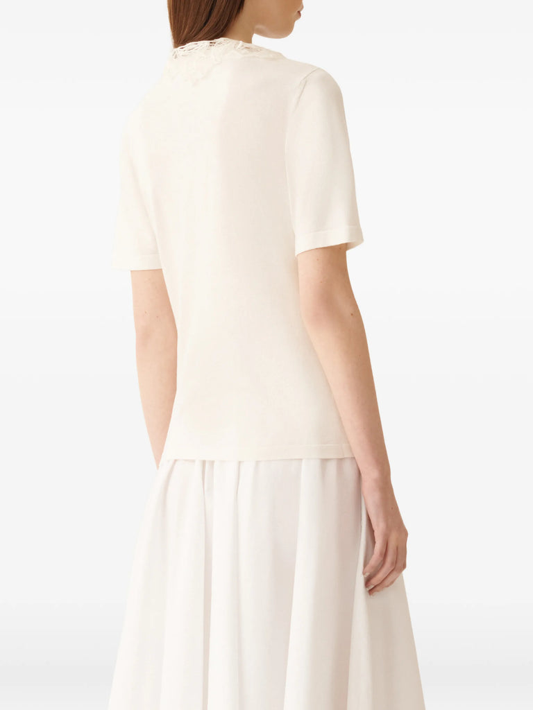V-neck lace-detail top