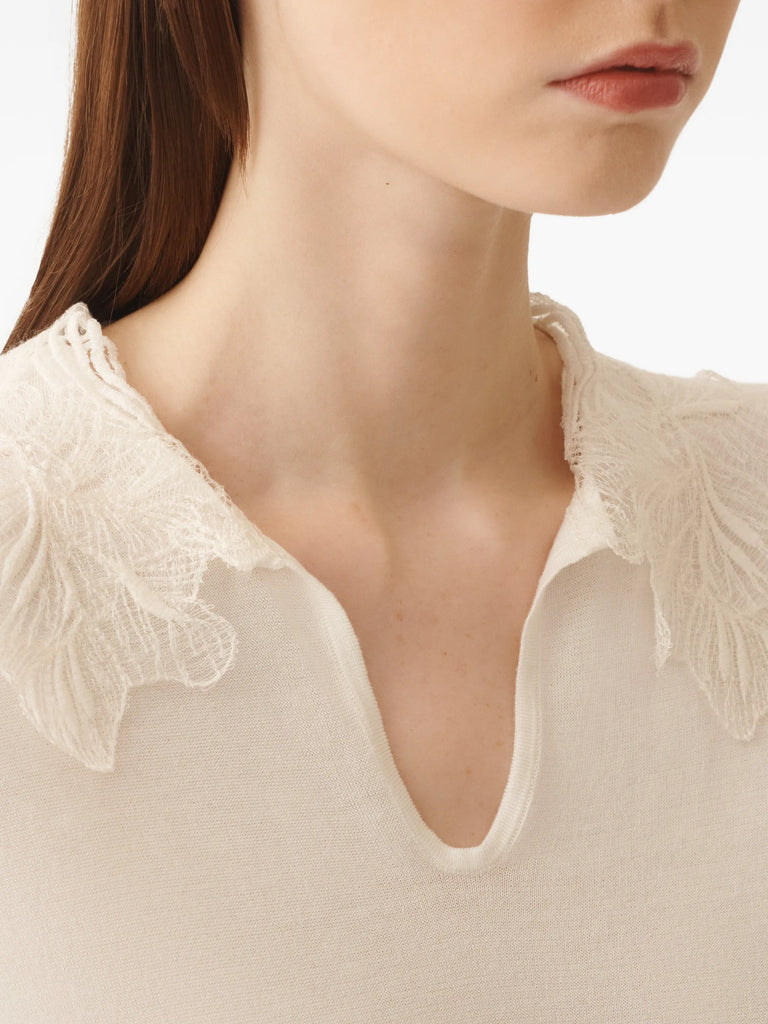 V-neck lace-detail top