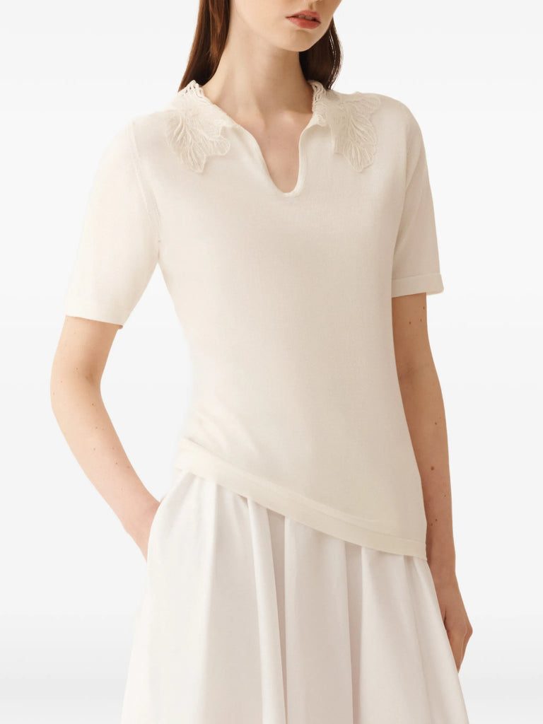 V-neck lace-detail top