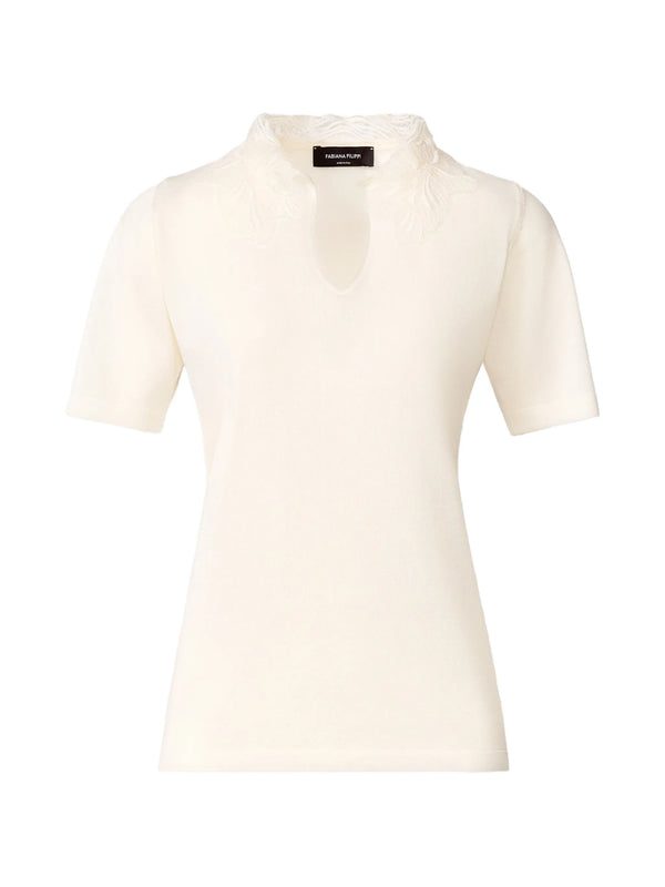 V-neck lace-detail top