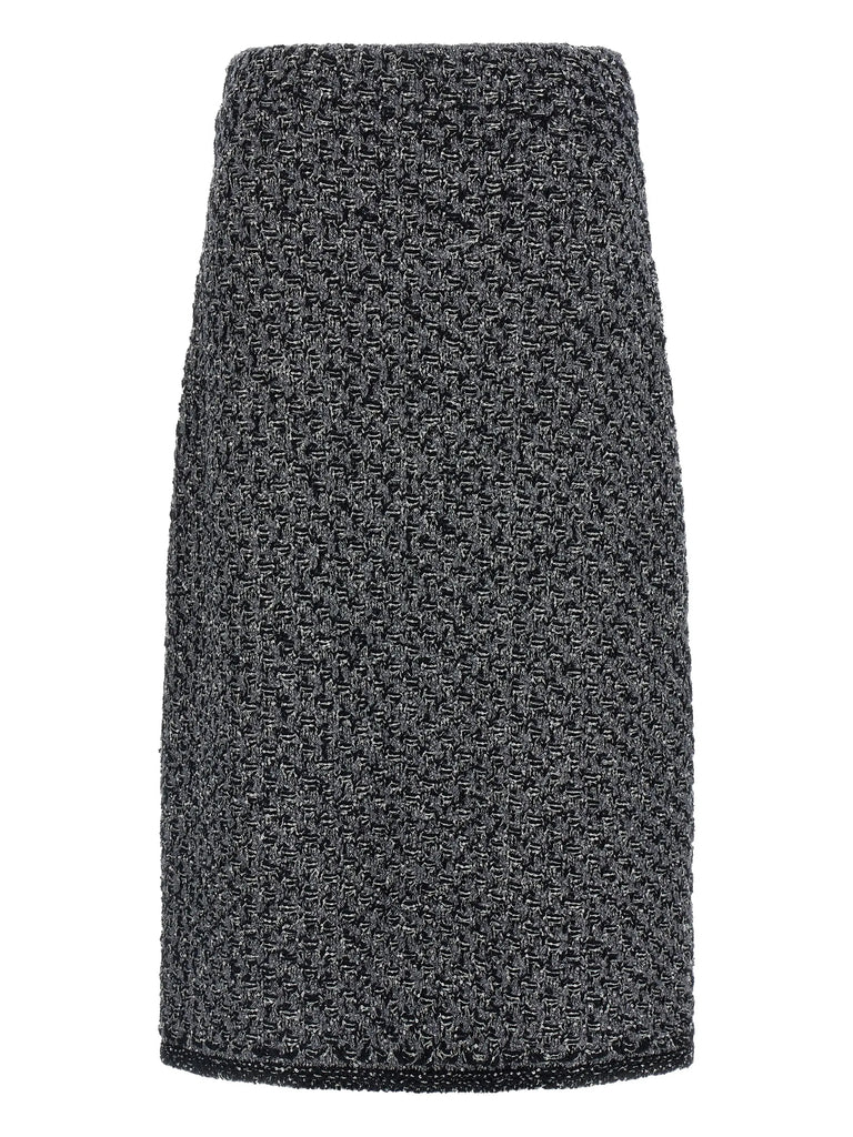 elastic-waistband midi skirt