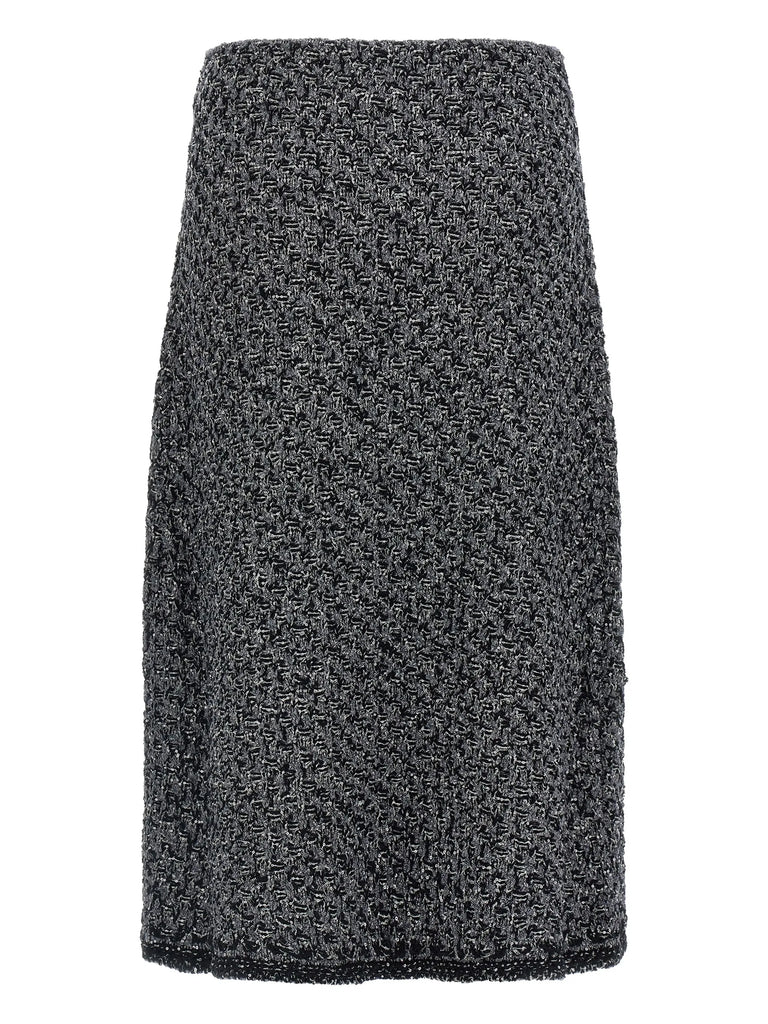 elastic-waistband midi skirt