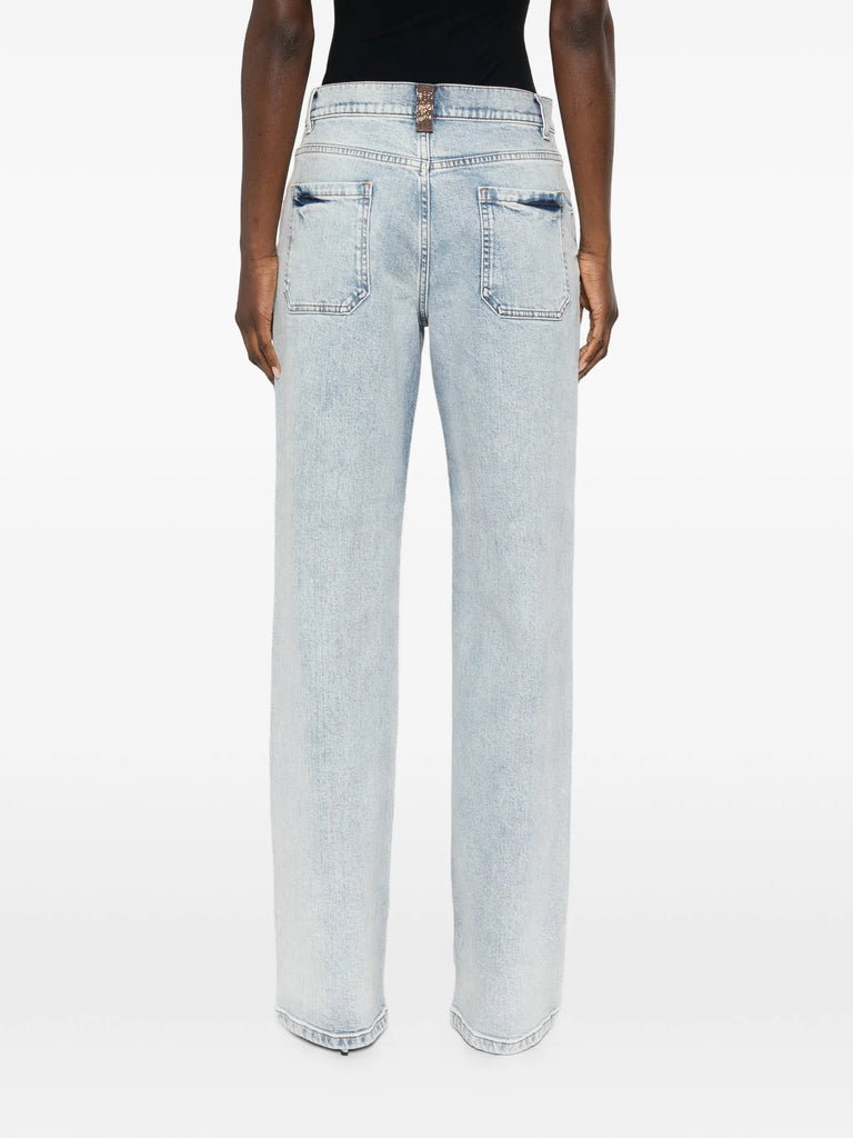 straight denim trousers
