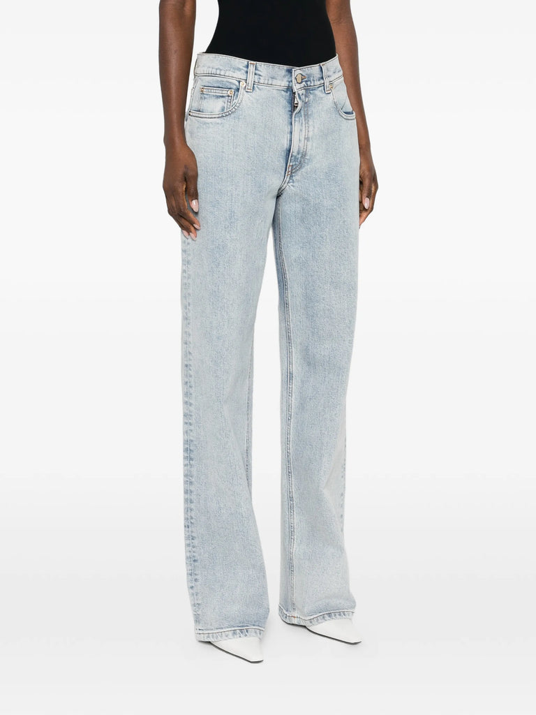 straight denim trousers