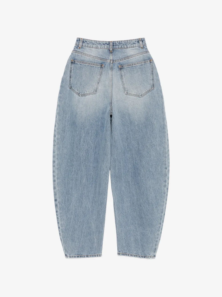 Sculptural button-fastening jeans